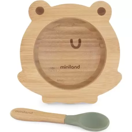 Bol y cuchara  madera bambu Wooden Bowl Frog de Miniland