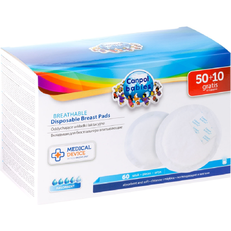 60 Discos Lactancia absorbentes desechables antideslizantes Canpol babies